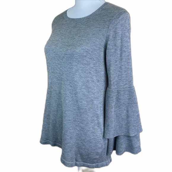 Kensie -  Stretch Crew Neck Ruffle Sweater - Picture 4 of 9